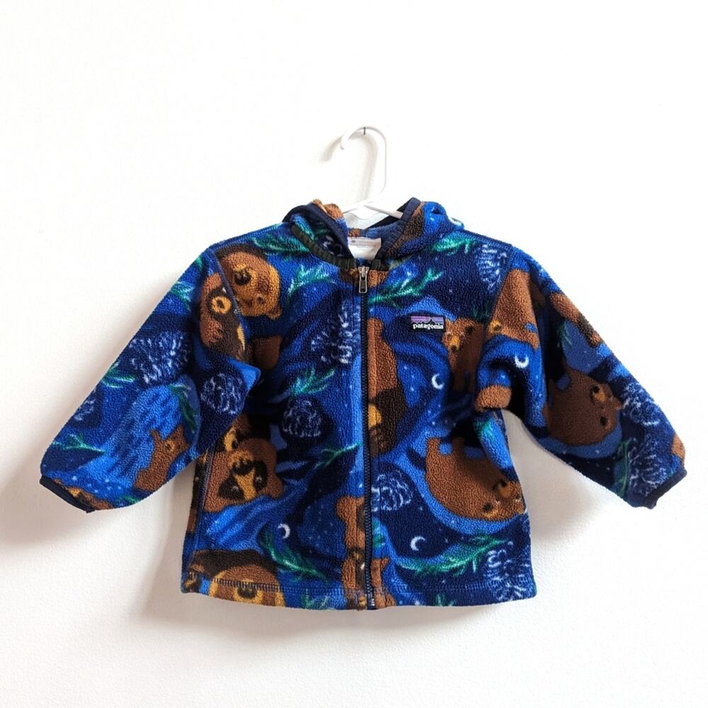 Patagonia Fleece Kids Sz 18m Blue Mama Bear Hoodie